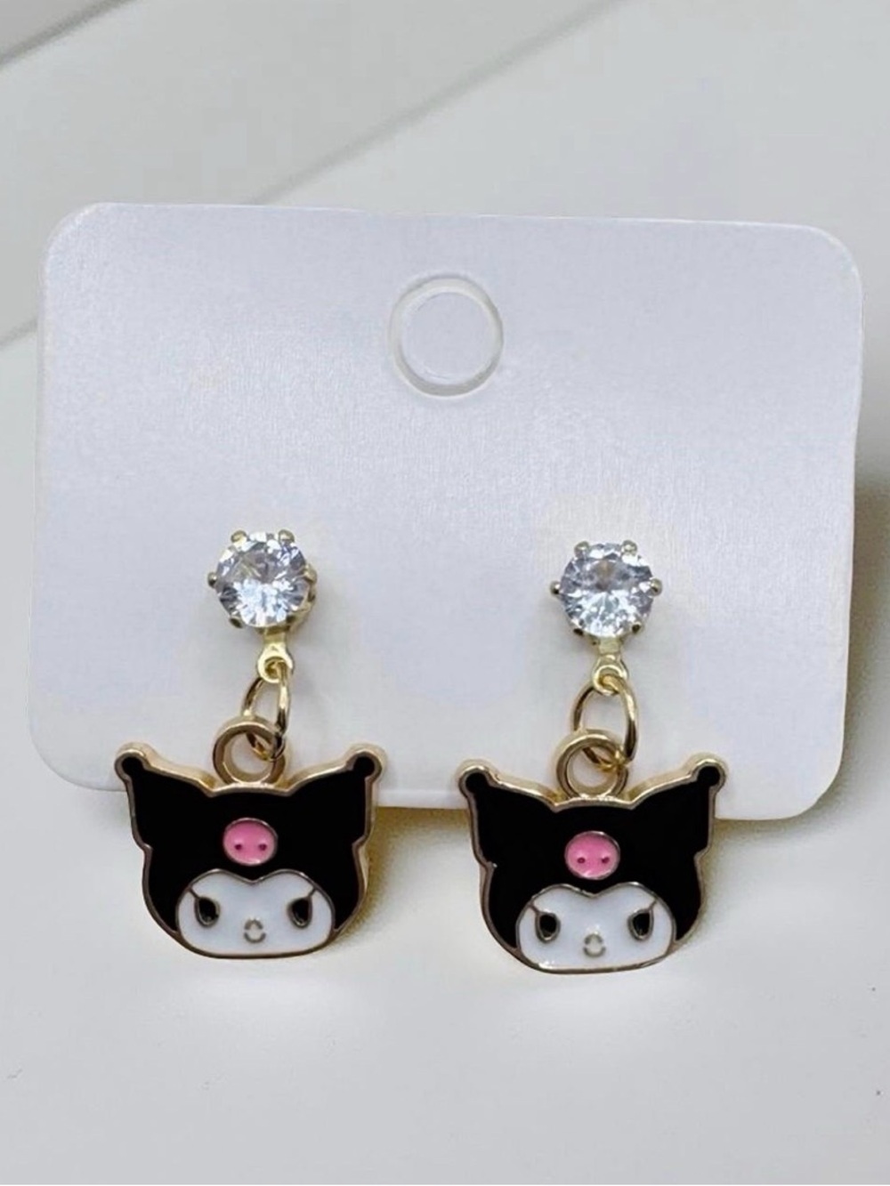 Kuromi Dangle Earrings Rhinestone Stud Cute Kawaii